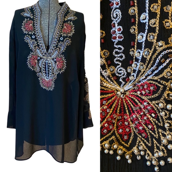 Bohemian beaded tunic. EUC - Picture 1 of 6